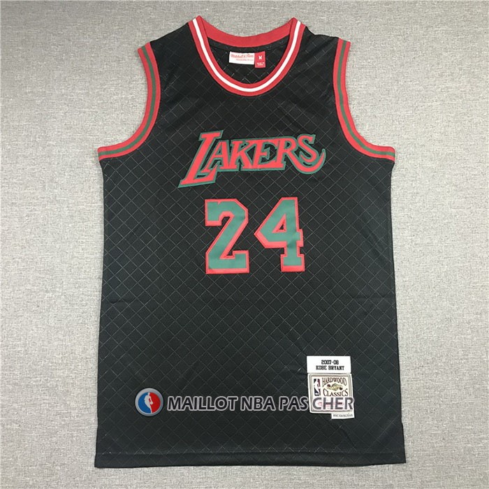 Maillot Los Angeles Lakers Kobe Bryant NO 24 Mitchell & Ness 2007-08 Noir